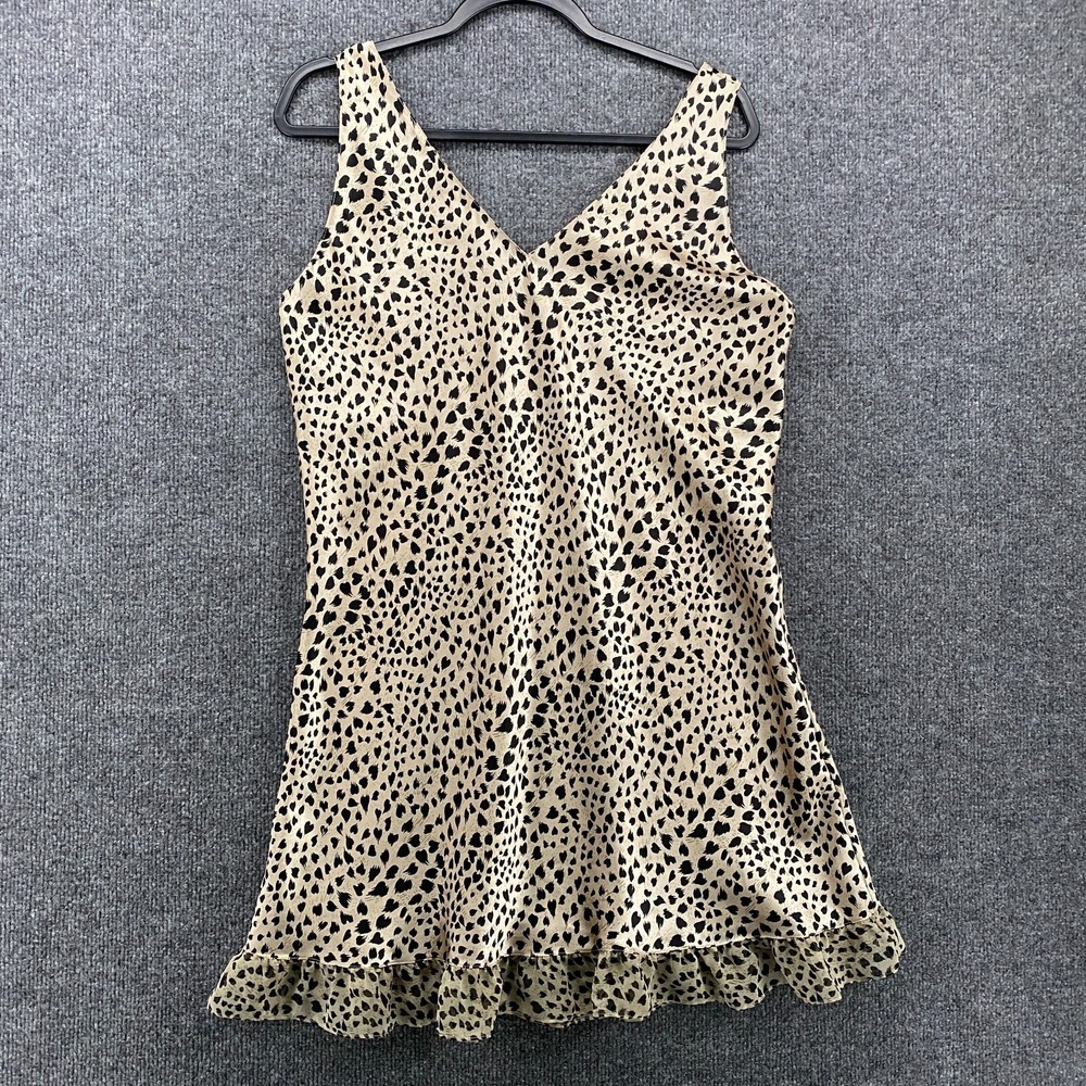 Vintage Inner Most Nightgown Slip Dress Medium Leopard V-Neck Satin Cami 90s Y2K